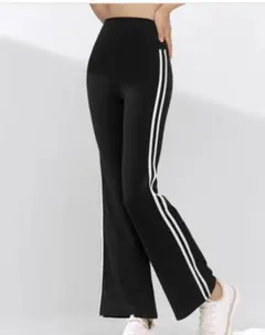 美品　ゼクシィミックス　サイドライン　フレアレギンス　ブラックS