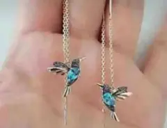 最終値下げ戻します！幸せの蒼い鳥 ピアス 珍しい蜂鳥