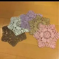 【ハンドメイド】アネモネ模様の、ラメ入りコースター5枚セット
