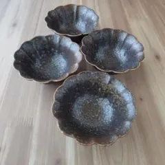 花形小鉢・茶５個　美濃焼〈新品・未使用〉