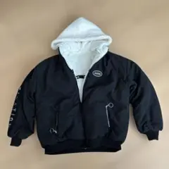 フリースフード付きジャケット（ブラック・ホワイト）