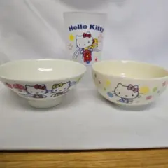 Hello Kitty 茶碗2個 グラス1個 2002~2003 平成レトロ