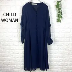 CHILD WOMANプリーツフリルVネック部分プリーツワンピースのサムネイル