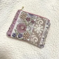 ✦SALE✦《108》12cmファスナー インド刺繍リボンポーチ