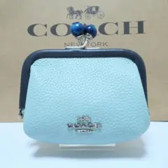 新品未使用 COACH キスロック がま口 コインケース ブルー　C8334