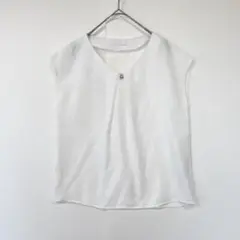 TONAL トーナル　ブラウス　ノースリーブ　イニシャルチャーム　透け感　36