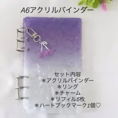 アクリルバインダー♡水流模様A6韓国バインダー貯金saving PURPLE