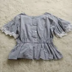 シュガースプーン　2Way　フェミニン刺繍スリーブペプラムギャザートップス　F