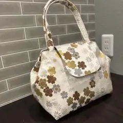 ハンドメイド　リメイク　帯　桜柄刺繍バッグ