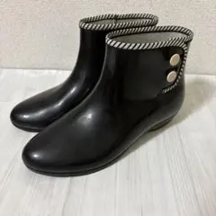 maruryouマルリョウ レディースショートレインブーツ 日本製 黒LL 防水