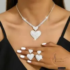 ハートジュエリーセット ネックレス ピアス 結婚式 発表会 高級感 キラキラ