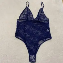 ネイビー レース ボディスーツ Lサイズ