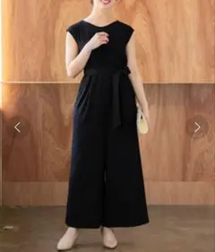 極美品✨ COHINA コヒナ ワッシャーカットオールインワン 黒 shortのサムネイル