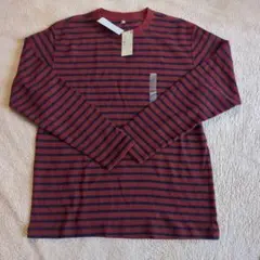 UNIQLO ワッフルボーダーT（長袖） Mサイズ ワイン