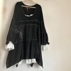 美品♪ビアズリー レース裏毛チュニック アシンメトリー 変形ブラウス