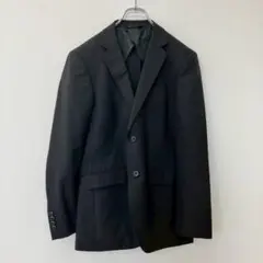 【a0910】ミスタージュンコ スーツ ビジネスジャケット ブラック L ウール