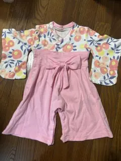 花柄長袖リボン付き　セレモニー　袴ロンパース