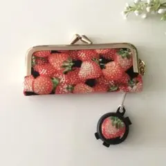 がま口印鑑ケース朱肉付き♡苺いっぱい