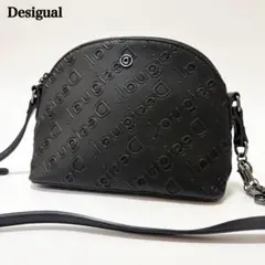美品　デシグアル　ショルダーバッグ　エンボス　型押し　ロゴ　黒