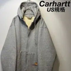 【US規格】希少 Carhartt 刺繍 ジップ スウェットパーカー グレー