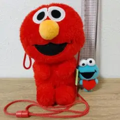 セサミストリート　エルモがま口 ポーチ　 クッキーモンスターストラップ　2点