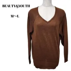 BEAUTY&YOUTH ブラウン Vネックニット 長袖 大人カジュアル 591