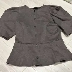 ZARA ダークブラウン ペプラムブラウス S