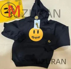 drew house スマイリーフェイスロゴ ブラックパーカー男女兼用 秋冬新作