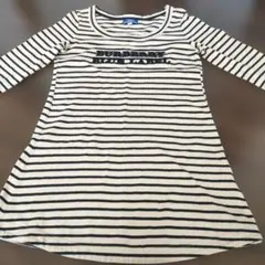 バーバリーブルーレーベル 長袖 ミニワンピース ボーダー チュニック38綿100のサムネイル