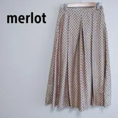 【メルロー】フレアスカート　ロング　ドット柄　ゴールド　パイル生地　ウエストゴム