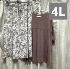 ルームウェアセットアップ 花柄パンツ チュニック　しまむら　4L❤️のサムネイル