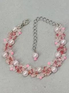 手作りピンクビーズブレスレット