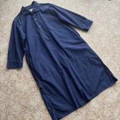 MHL.マーガレットハウエル　七分袖デニムシャツワンピースⅡネイビー