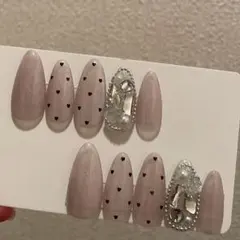 ネイルチップ　埋め尽くし　綺麗目　マグネット　ハートホロネイル　ワンホン　韓国