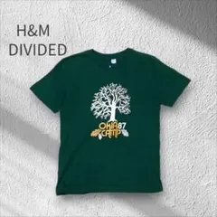 H&M DIVIDED OKIA87 プリントTシャツ S 深緑 アメカジ 薄手のサムネイル