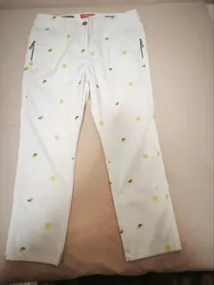 marie claire レディース　刺繍柄9分丈パンツ LL春夏用　白のサムネイル