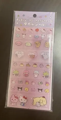 チェゴシム×サンリオキャラクターズ　タイルシール　パープル