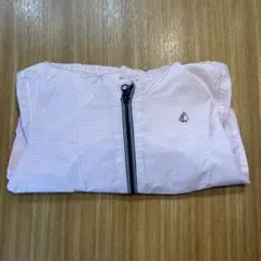 プチバトー　ウインドブレーカー　フード付きピンクストライプ