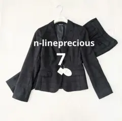 美品 n-line パンツスーツ ネイビー ストライプ 19号 大きいサイズ