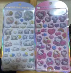 正規品コットンパフィー サンリオ2点セット（シナモロール、キティちゃん）すぐ発送