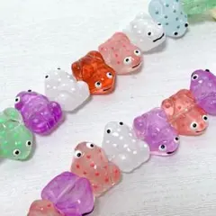 bm751/アクリルビーズ◇カラフル カエルさん　1連