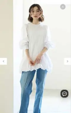 NEWANS上品ホワイト バルーンシルエット 長袖トップス✨定価1.8万円✨のサムネイル