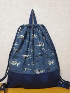 ナップサック 体操服入れ お着替え袋 N恐竜の博物館 ネイビー