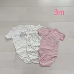プチバトー　半袖あわせボディ3枚組　3m