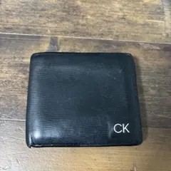 Calvin Klein ブラック レザー二つ折り財布　本革