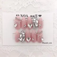 現品 ワンホン フレンチガーリー ちゅるん リボン ハート スナ系 ネイルチップ