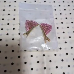 ♥新品未使用♥　匿名配送　ネコ耳ラインストーンヘアクリップ　ピンク色