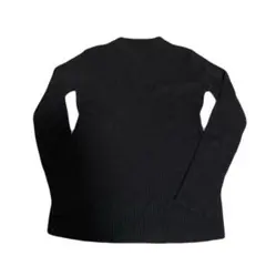 黒 リブ編み 長袖ニットセーター