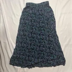 90's vintage 花柄 総柄 ロングスカート 青紫 レトロ y2k