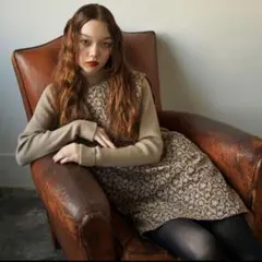 TINA : JOJUN タートルネッ クリブニット長袖ベージュ